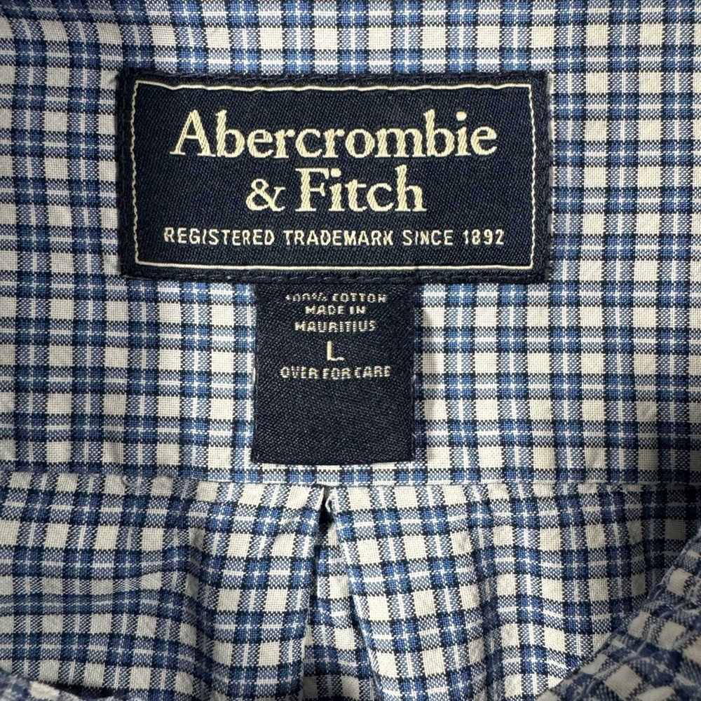 Abercrombie & Fitch Blue and White Checked Button-Down Shirt - Picture 2 of 6